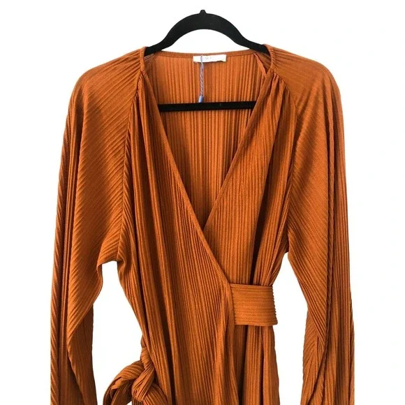 ZARA Basic Scoop V-Neck Wrap Blouse with Waist Bow Tie Size M​​​ - Picture 5 of 16